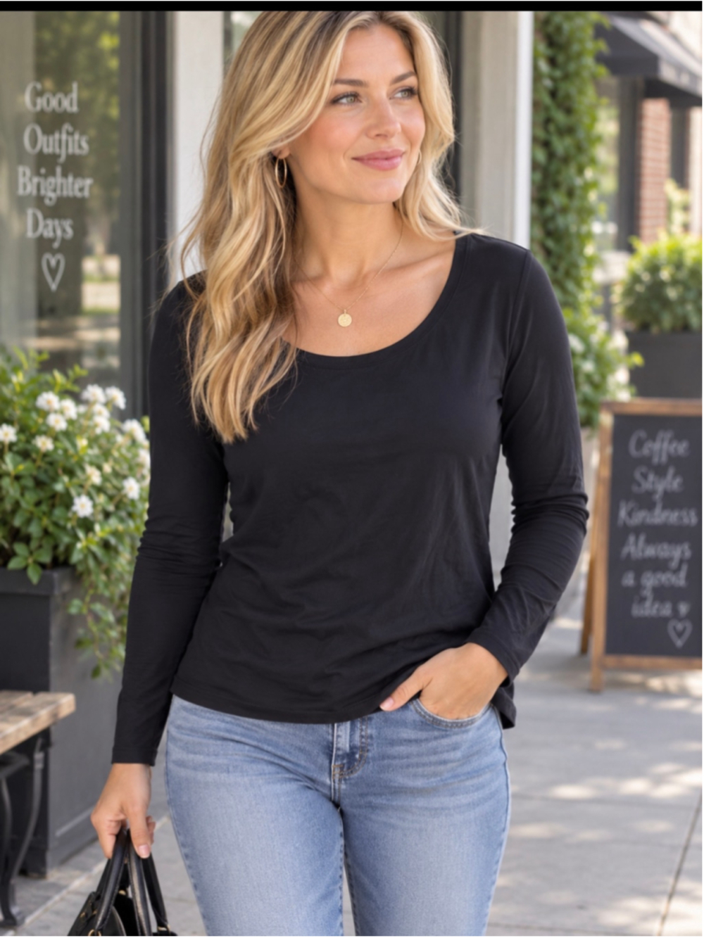 Women's Wolford Black Long Sleeve Tee Size M